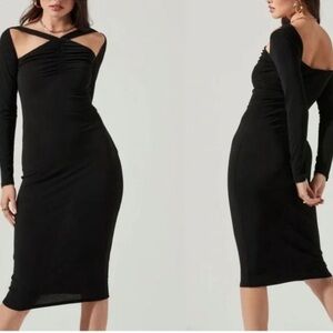 NWOT ASTR Cutout  Midi Dress Bodycon Long Sleeve